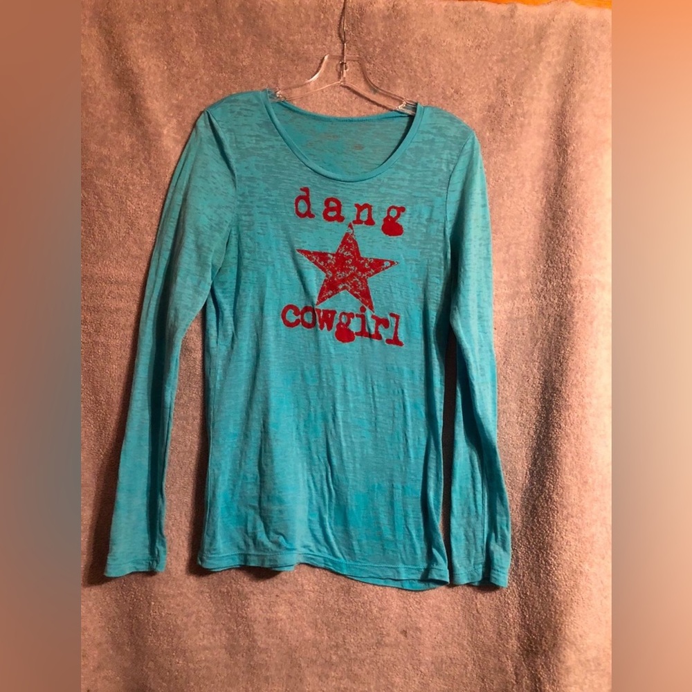 Dang Cowgirl Women's Blue Long Sleeve Tee